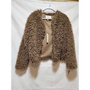 Ashley by 26 Faux Fur Jacket Shaggy‎ Cozy Warm Brown Outerwear M